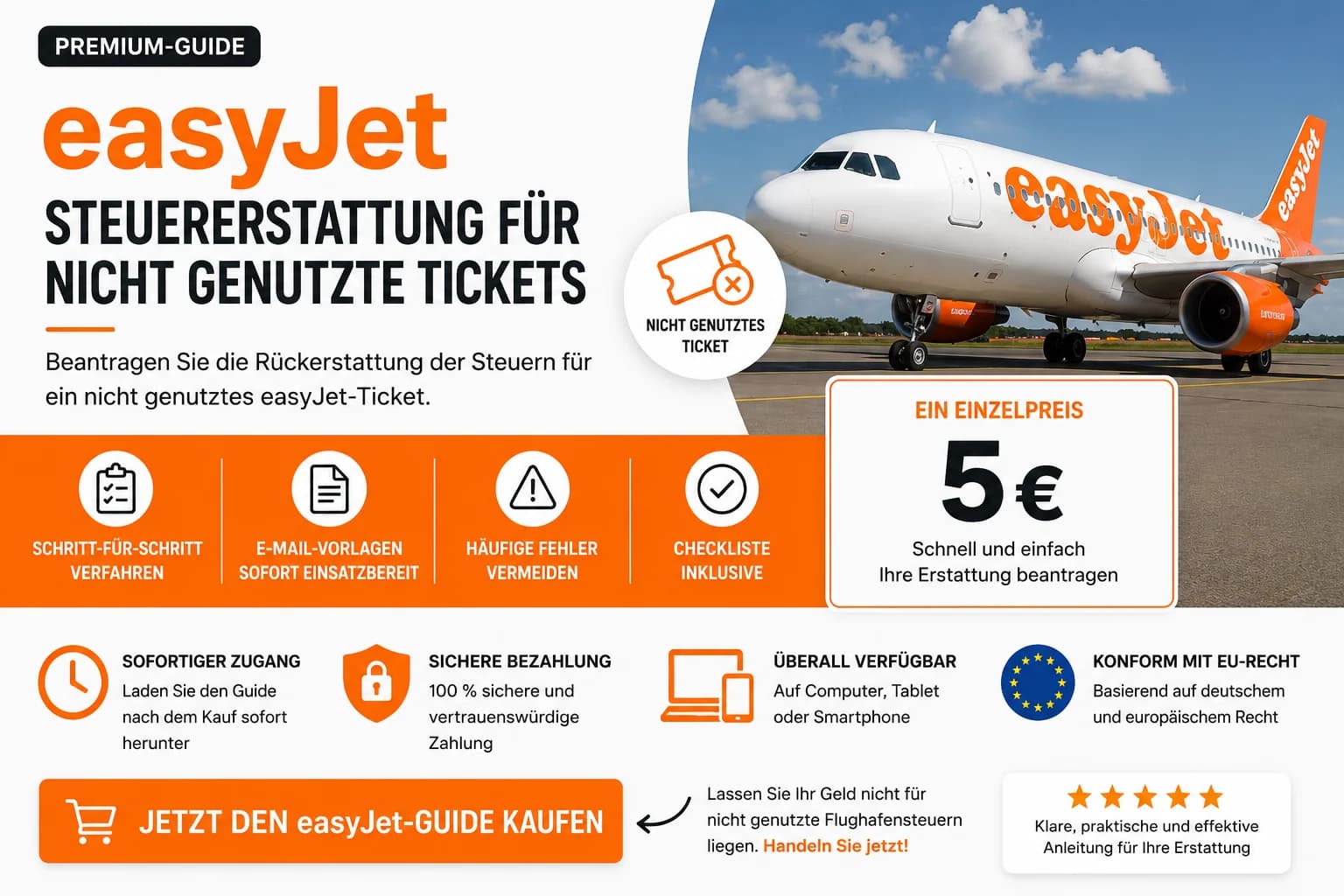 easyJet-Guide zur Beantragung der Steuererstattung für ein nicht genutztes Ticket